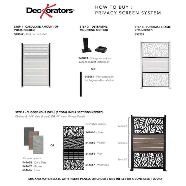 Deckorators Privacy Screen Kit with Palm Insert and Brown Boards For In ...