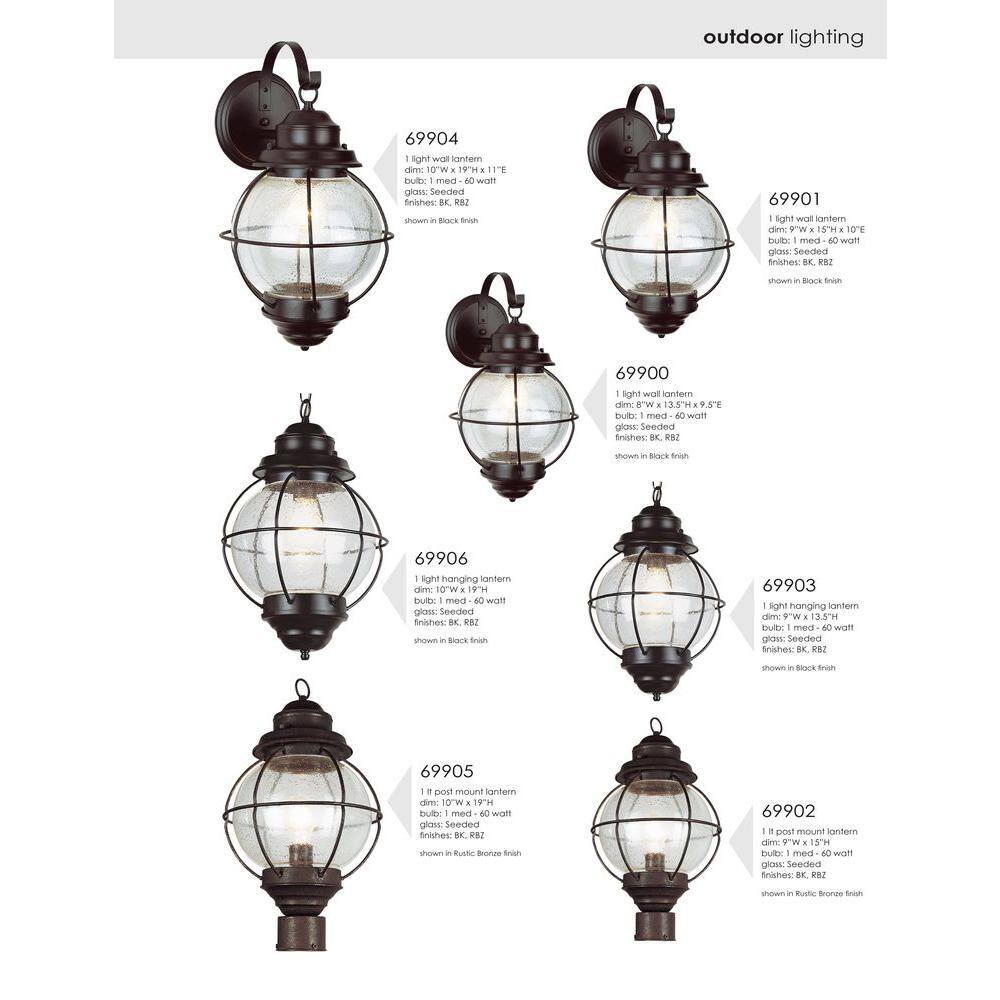 Black Seeded Glass Nautical Outdoor Hanging Lantern