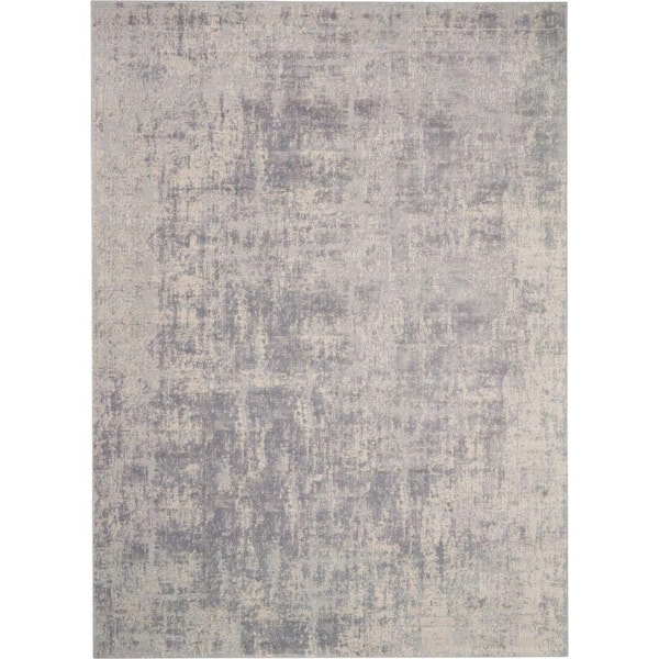 Rustic Textures Ivory/Silver 9 ft. x 13 ft. Abstract Contemporary Area Rug