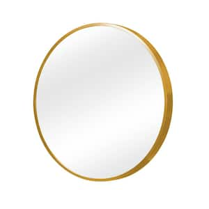 31.5 in. W x 31.5 in. H Round Aluminum Alloy Framed Bathroom Vanity Mirror Gold Wall Mirror