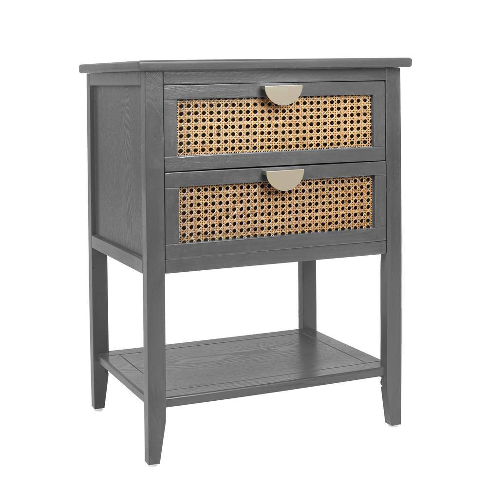 Gray 2 Drawer Nightstand 22.05 in. W for Bedroom, Living room