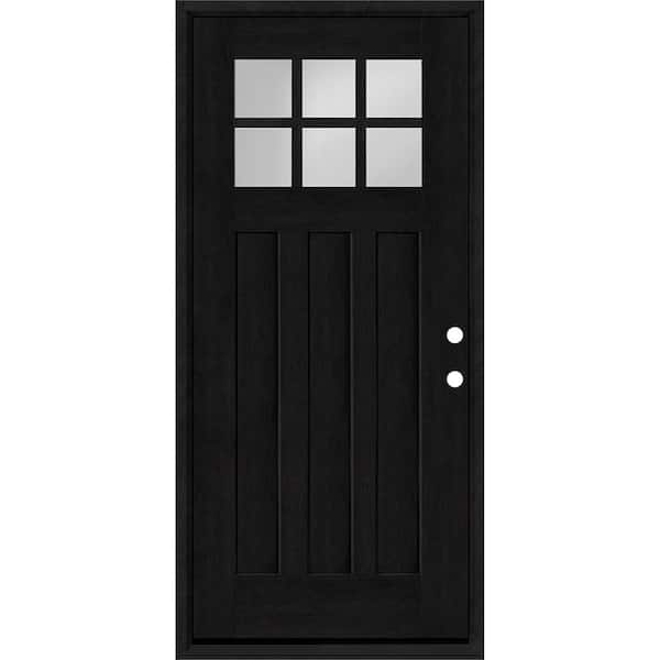 Steves & Sons Regency 32 in. x 80 in. 6-Lite Top Lite Clear Glass LHIS Onyx Stain Mahogany Fiberglass Prehung Front Door