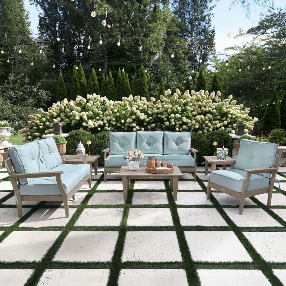 Lehigh Woodland Brown 6-Piece Grand Deep Seating Patio Conversation Set with Sunbrella Bliss Dew Cushions price history on PriceWatchPro