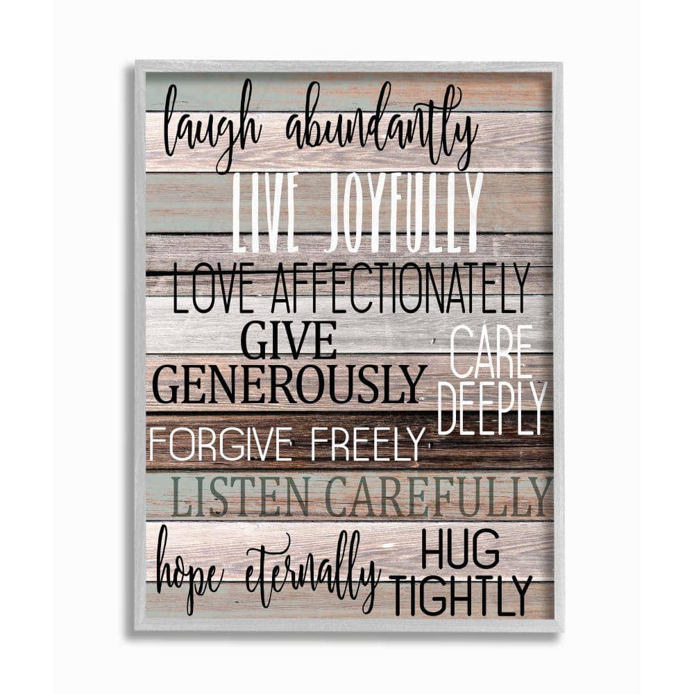 Live Joyfully Phrases on Wood Grain Brown Tan Teal By Kim Allen Framed Print Country Texturized Art 16 in. x 20 in. price history on PriceWatchPro