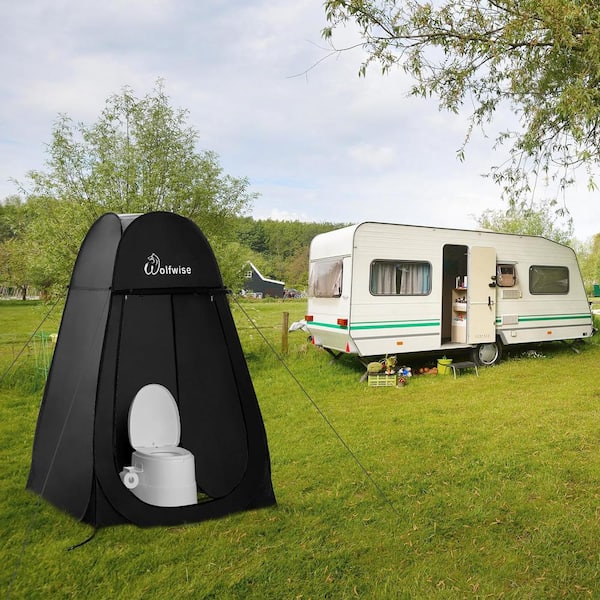ITOPFOX 3.93 ft. x 3.93 ft. Black Pop-up Privacy Shower Tent