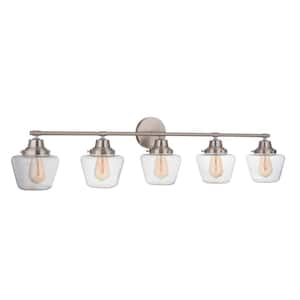 Essex 48.25 in. 5-Light Brushed Polished Nickel Finish Vanity Light with Clear Glass