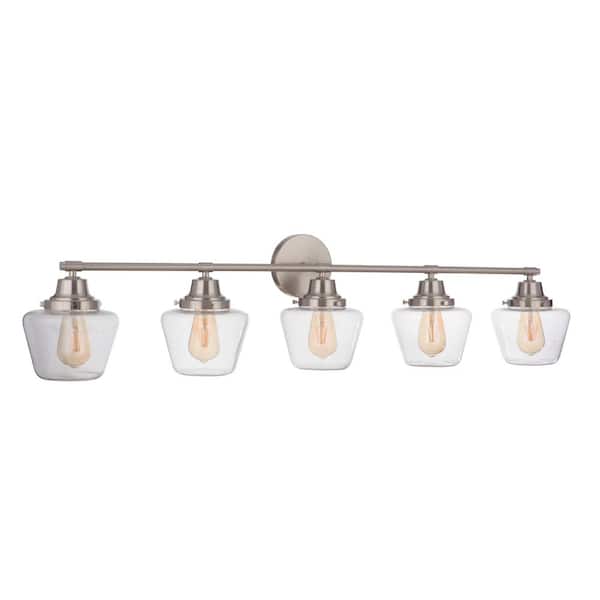 CRAFTMADE Essex 48.25 in. 5-Light Brushed Polished Nickel Finish Vanity Light with Clear Glass