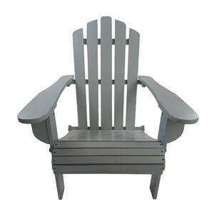 Outdoor Solid Wood Foldable Gray Adirondack Chair