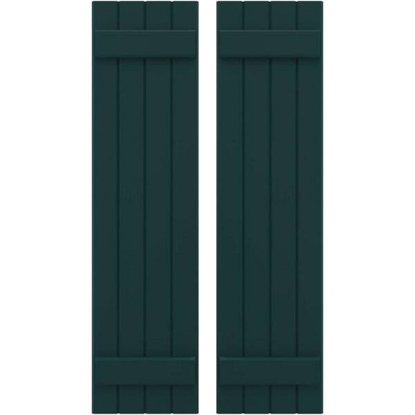 Ekena Millwork 14 in. W x 45 in. H Americraft 4-Board Exterior Real Wood Joined Board and Batten Shutters in Thermal Green