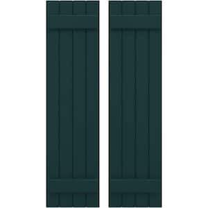 14 in. W x 52 in. H Americraft 4 Board Exterior Real Wood Joined Board and Batten Shutters Thermal Green