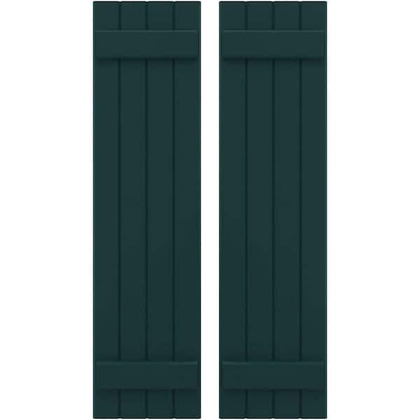 Ekena Millwork 14 in. W x 70 in. H Americraft 4-Board Exterior Real Wood Joined Board and Batten Shutters in Thermal Green