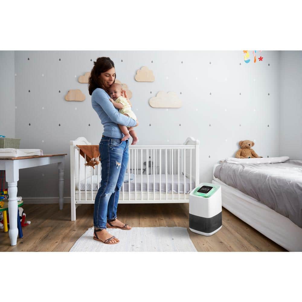 575 sq ft White and Gray HEPA Air Purifier with Odor Control