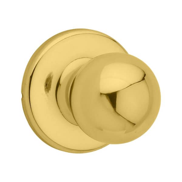 Kwikset Polo Polished Brass Passage Hall/Closet Door Knob Featuring Microban Antimicrobial Technology