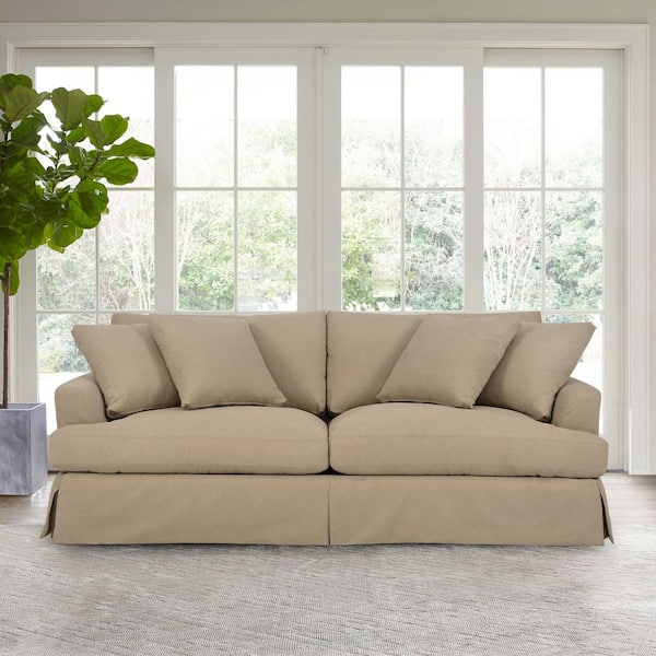 Armen Living Ciara 93 in. Flared Arm Fabric Rectangle Upholstered Sofa in. Sahara Brown