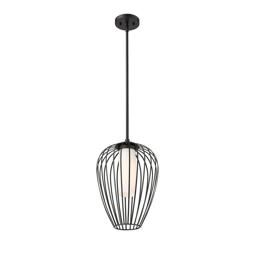 Modern Matte Black Tulip Pendant Light with Glass Shade