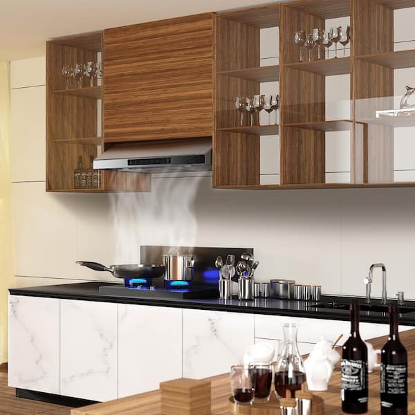 30 in. 900 CFM Ducted Under Cabinet with Light and Hand Motion Speed Control Range Hood in Stainless Steel
