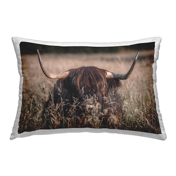Stupell Industries Brown Highland Cattle Brown Rectangular Outdoor Throw Pillow