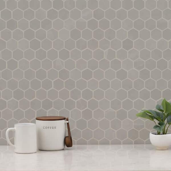 Madison Celeste 2 in. Hexagon 12 in. x 12 in. x 0.39 in. Matte Porcelain Mesh-Mounted Mosaic Tile (7.36 sq. ft./Case)