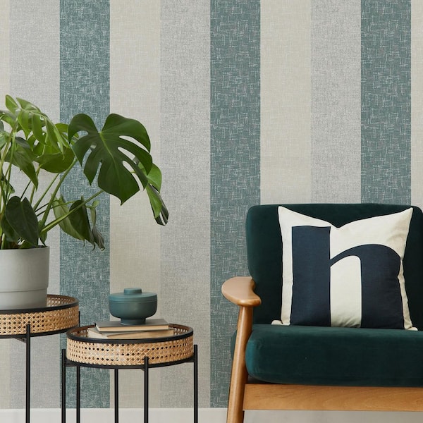 Superfresco Meadow Stripe Teal and Rose Gold Wallpaper