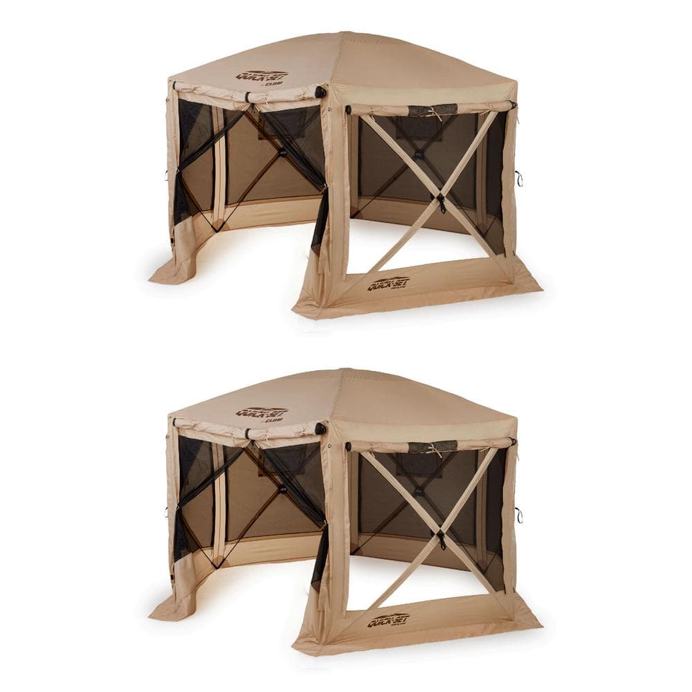 Clam Tan Pavilion Portable Camping Outdoor Gazebo Canopy (2-Pack) -  CLAM-PV-114244