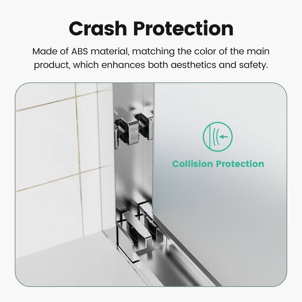 Chrome Semi-Frameless Double Sliding Shower Door with Clear Glass