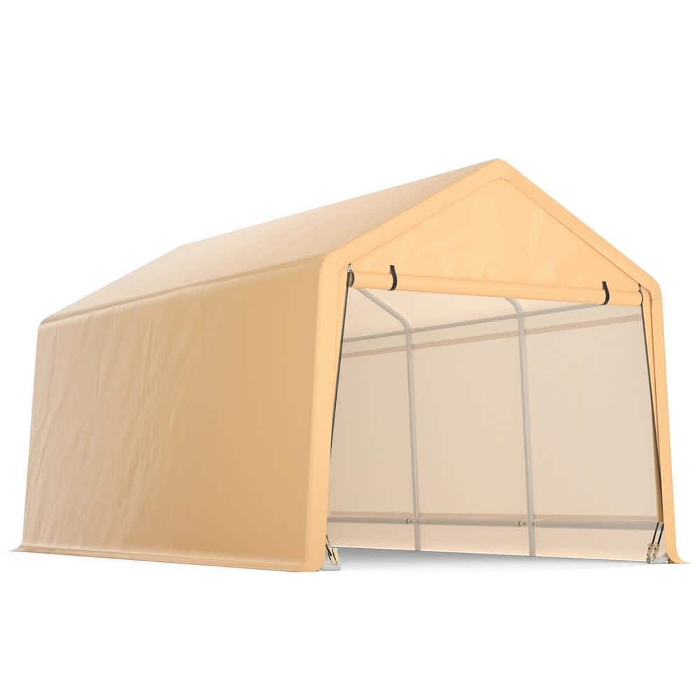 Gymax 9 ft. x 17 ft. Heavy-Duty Carport Canopy PE Car Tent Steel ...