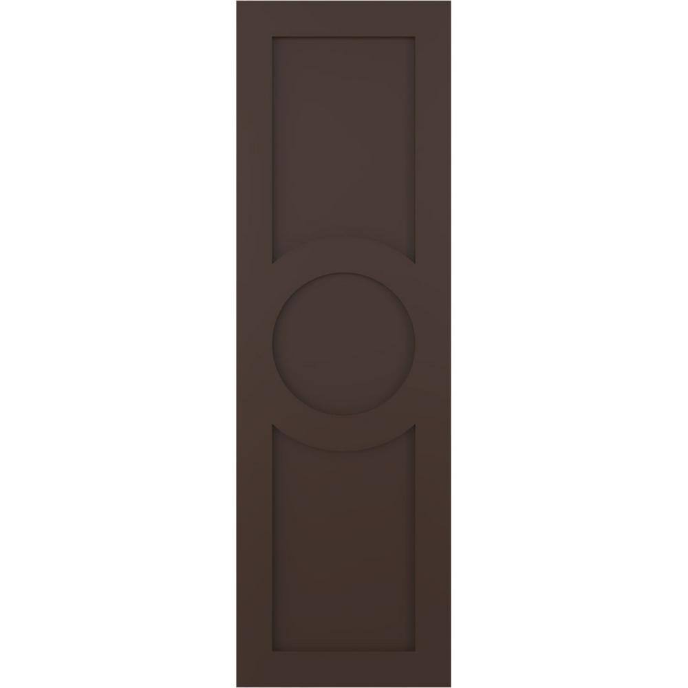 12 in. x 42 in. True Fit PVC Center Circle Arts and Crafts Fixed Mount Flat Panel Shutters, Raisin Brown (Per Pair) price history on PriceWatchPro