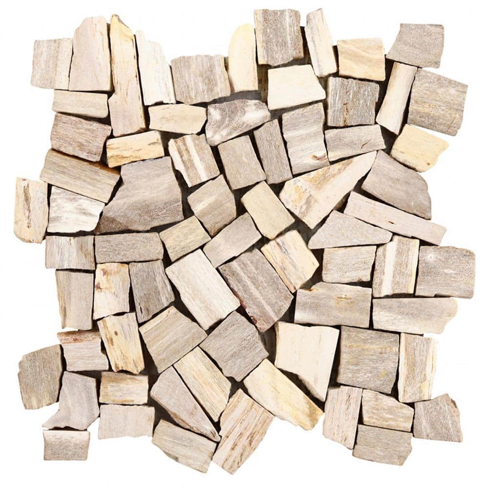 Petra Tumbled Brown Marble Mosaic Tile 12" x 12"