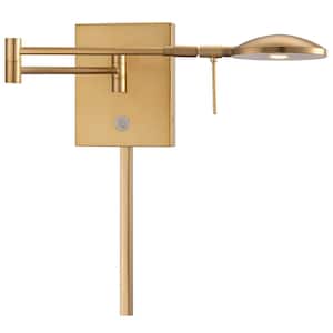 George's Reading Room 8-Watt Honey Gold Integrated LED Swing Arm