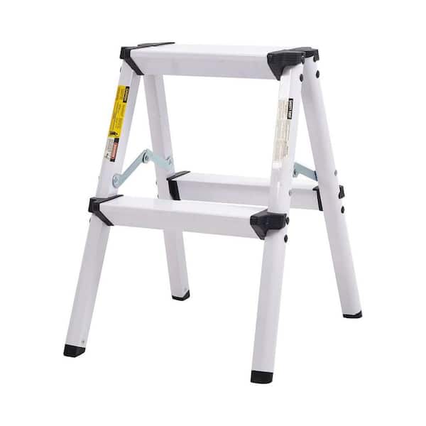 WELLFOR 2-Step 7.5 ft. Reach Aluminum Alloy Step Stool, 250 lbs. Load Capacity