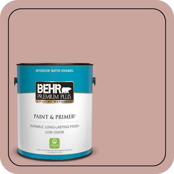 BEHR PREMIUM PLUS 1 gal. #160E-3 Rose Potpourri Satin Enamel Low Odor Interior Paint & Primer
