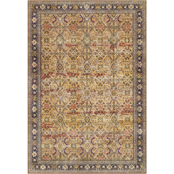 Marcy Tan/Multi 4 ft. x 6 ft. Indoor Machine-Washable Area Rug