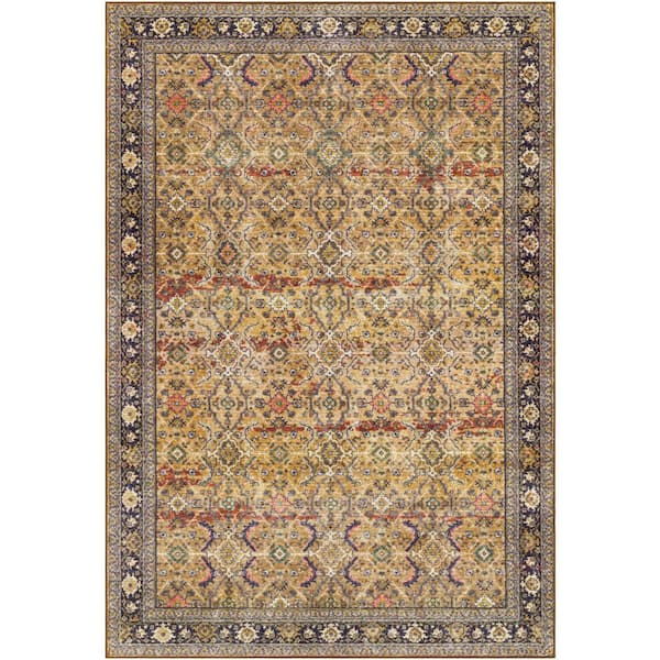 Livabliss Marcy Tan/Multi 5 ft. x 7 ft. Indoor Machine-Washable Area Rug