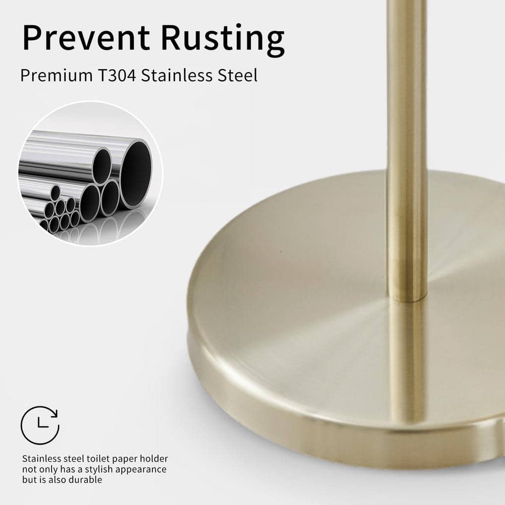 Brushed Gold Stainless Steel Freestanding Toilet Paper Holder