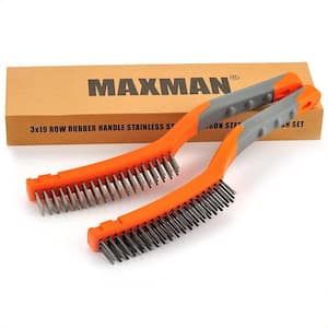 Large Heavy Duty Wire Brushes Set for Rust Concrete Paint Removal, Stainless and Carbon Steel Bristles, 14-Handle, 2-Pcs