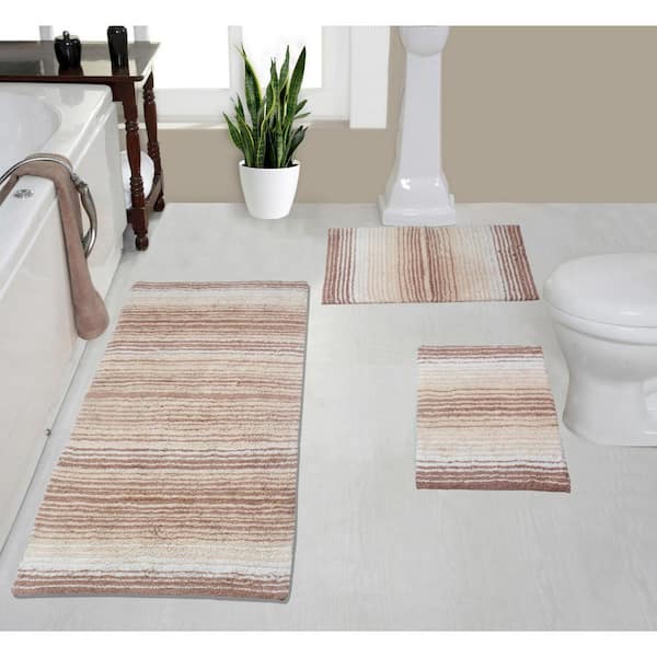 Mdesign Bathroom 3 Piece Rug Set, Cotton, Water Absorbent Bath
