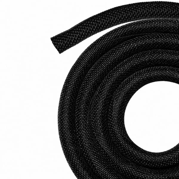 25 ft Split Braided Cable Management Sleeve 1/2 in Wire Loom Tubing for Automotive Harness and Home Cords