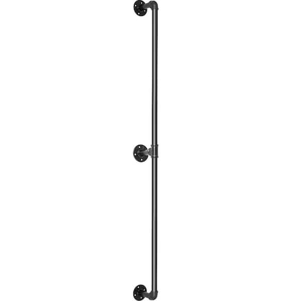 SVOPES Pipe Stair Handrail, 4 ft. Staircase Handrail, 48 in. H x 3.74 in. W, Black, Carbon Steel, Stair Railing Kit, Wall Mount