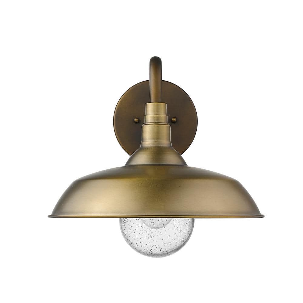 Antique Brass 14" Dimmable Outdoor Wall Sconce