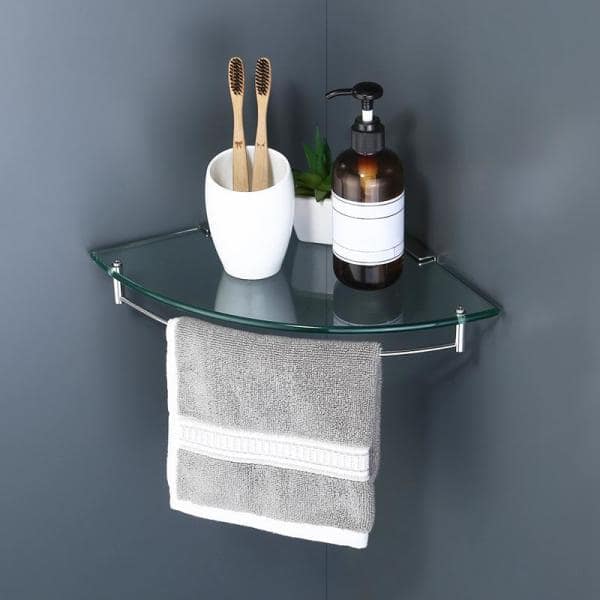 Bathroom Acrylic Corner Shelf Adhesive Shower Shelf – Living and Home