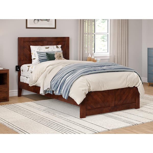 AFI Canyon Walnut Brown Solid Wood Twin Foundation Bed Frame with Matching Footboard