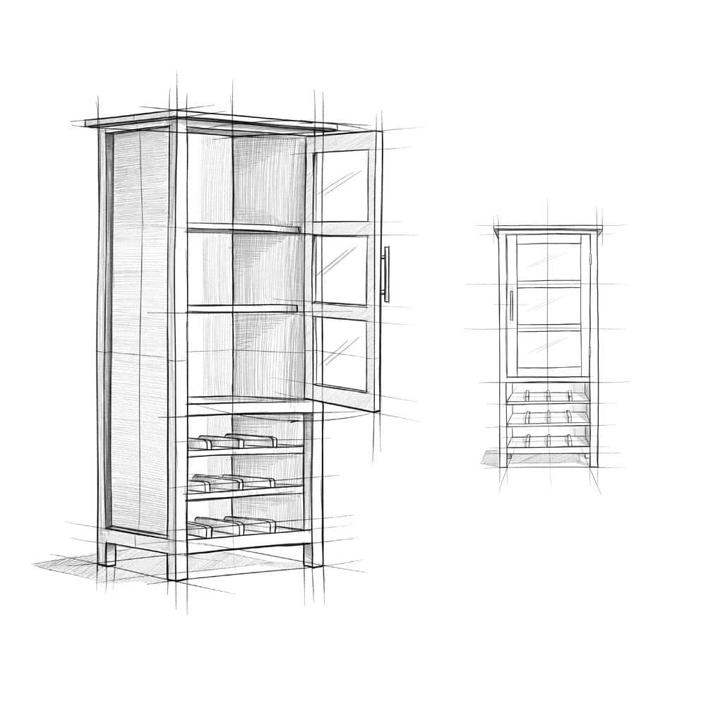 Avalon Distressed Gray Solid Wood High Storage Wine Rack Cabinet