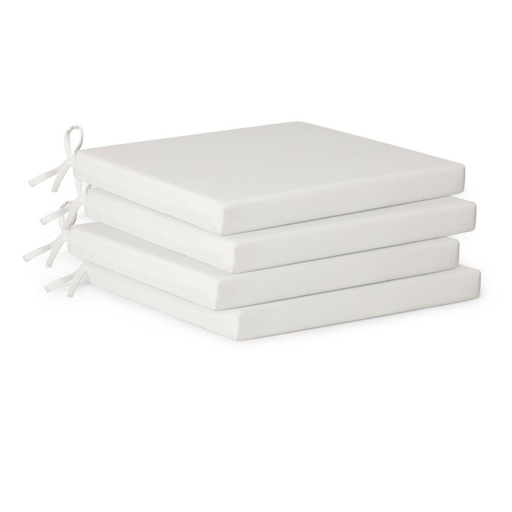 FadingFree (Set of 4) Outdoor Dining Square Patio Chair Seat Cushions with Ties, 20 in. x 18 in. x 2.5 in., White price history on PriceWatchPro