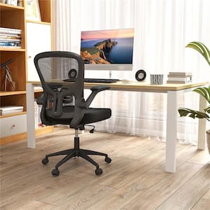 Mesh Fabric Reclining Ergonomic Office Chair in Black with Arms
