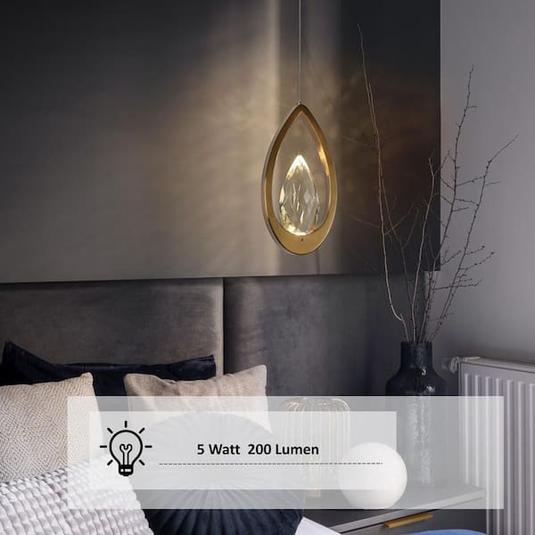 Modern Luxury 1-Light Plating Brass Teardrop Crystal Mini Pendant Light Integrated LED Foyer, Bedroom, Living Room Light