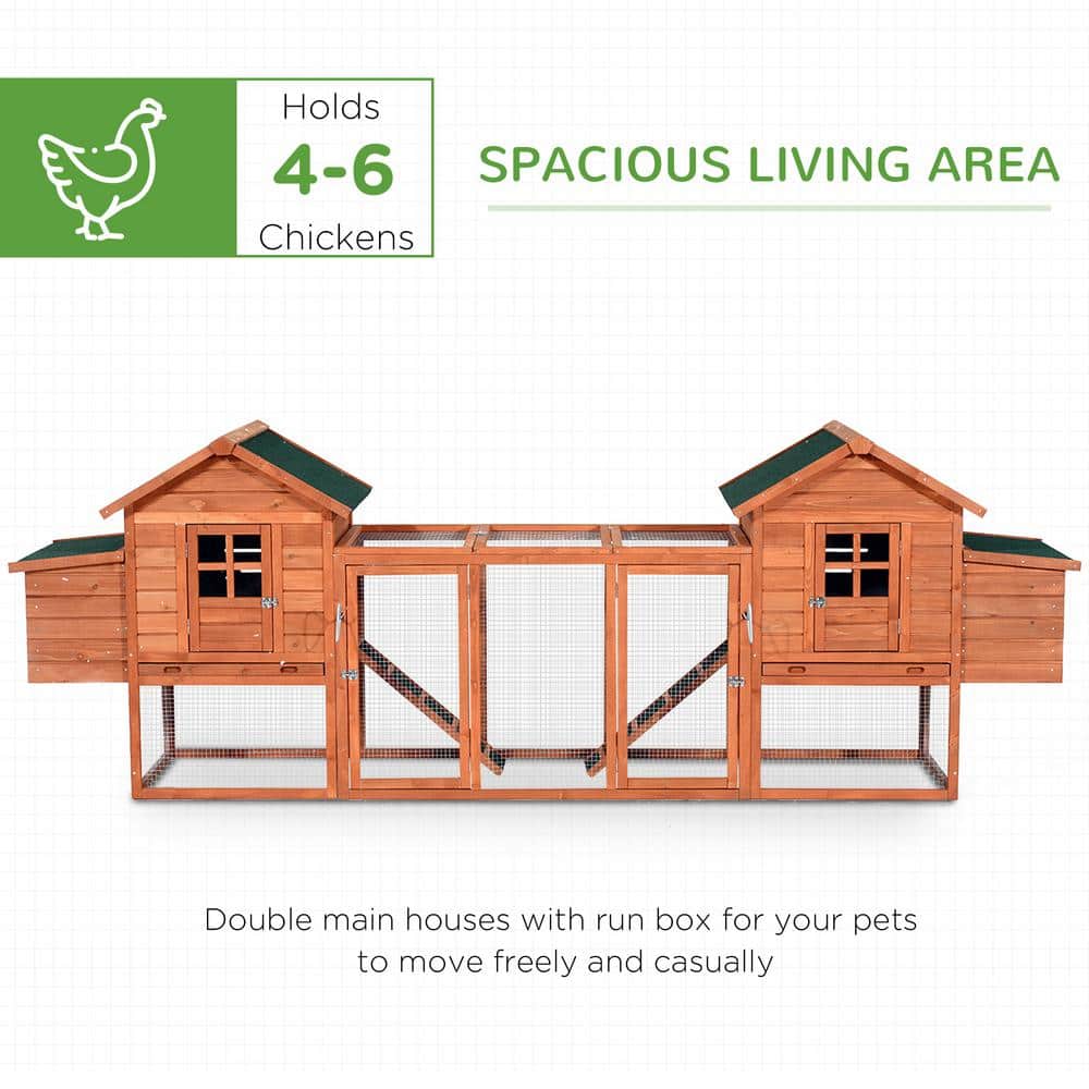 Large Dual Wooden Chicken Coop with Nesting Boxes and Ramps
