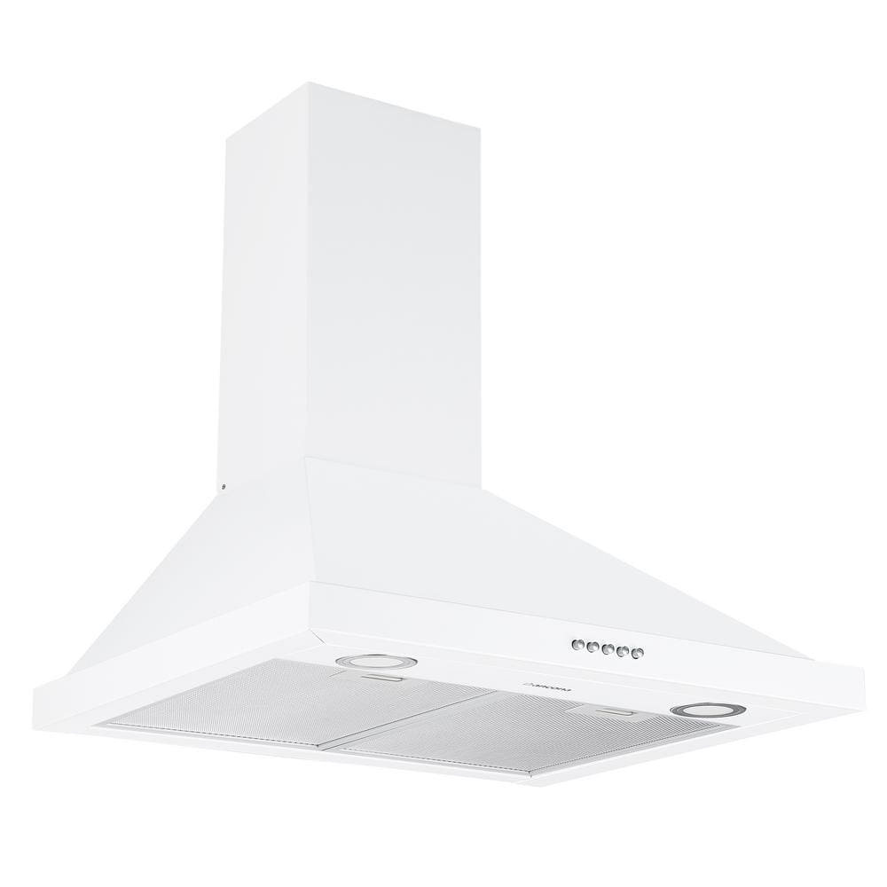 24 in. 280 CFM Convertible Wall Mount with Light Pyramid Range Hood in White