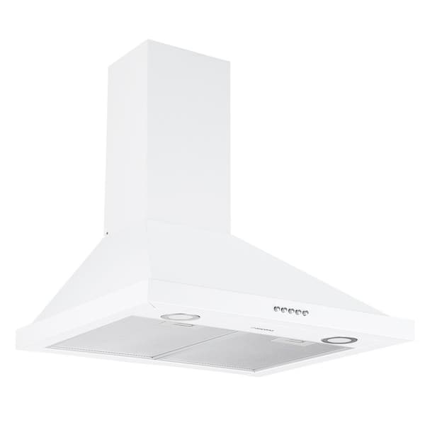 Ancona 24 in. 280 CFM Convertible Wall Mount with Light Pyramid Range Hood in White
