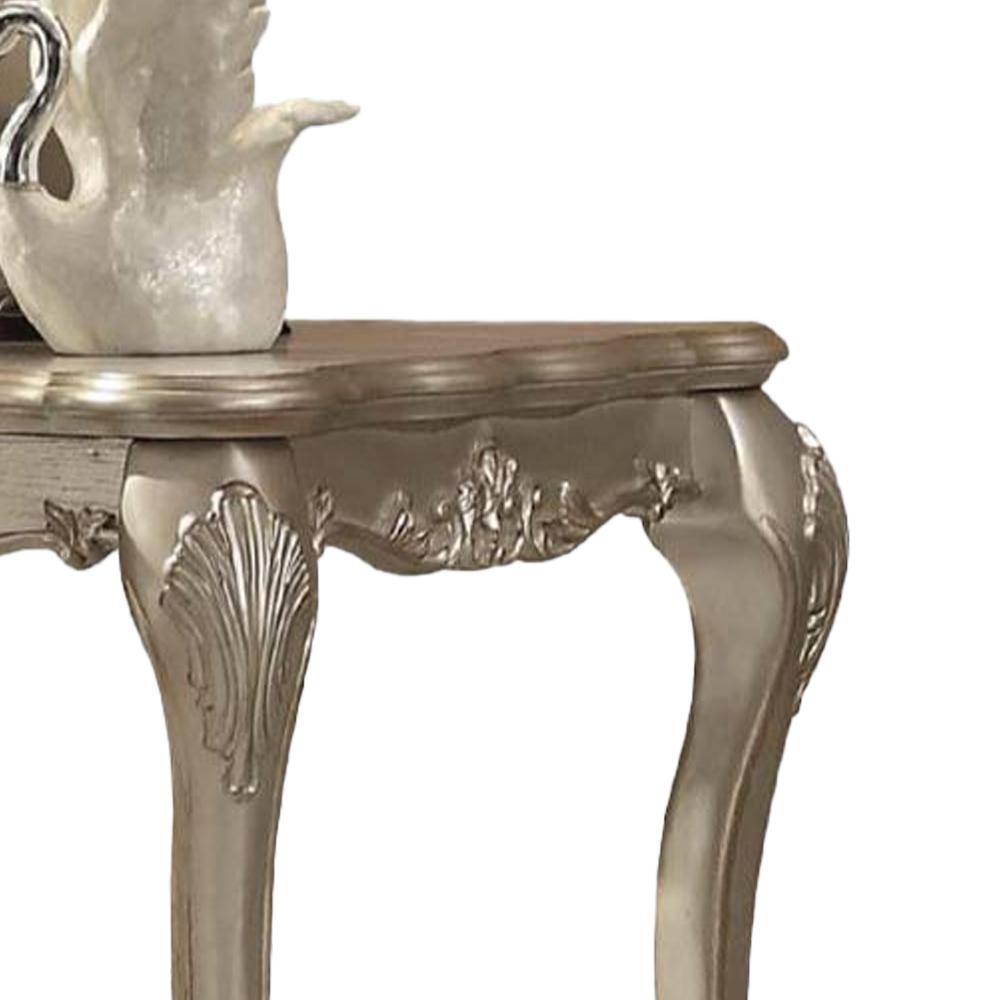 28" Gold Patina Wood Veneer Rectangular End Table