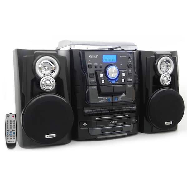 JENSEN Bluetooth 3-Speed Stereo Turntable Music System with 3CD Changer and Dual Cassette Deck